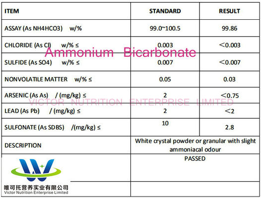 Βικαρβονικό αμμώνιο CH5no3 Τροφικά πρόσθετα ψήσιμο Οίδημα παράγοντας CAS 1066-33-7